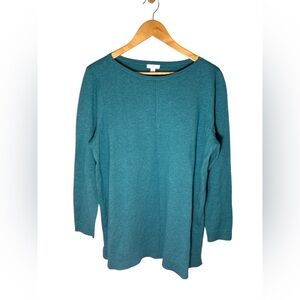 NWT J. Jill size Large Teal green  long sleeve sweater Career Tunic Staple